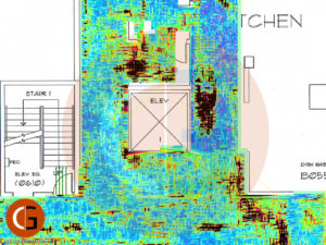 3D GPR data slice depicting voids beneath a concrete slab in Portland OR.